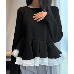 tシャツ ペプラムシアードッキングカットトップス レディース