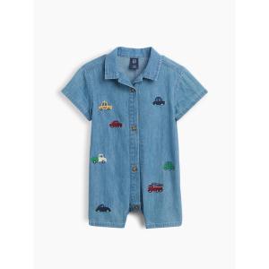 ベビー服 ロンパース 刺しゅう デニムショートオール (ベビー)