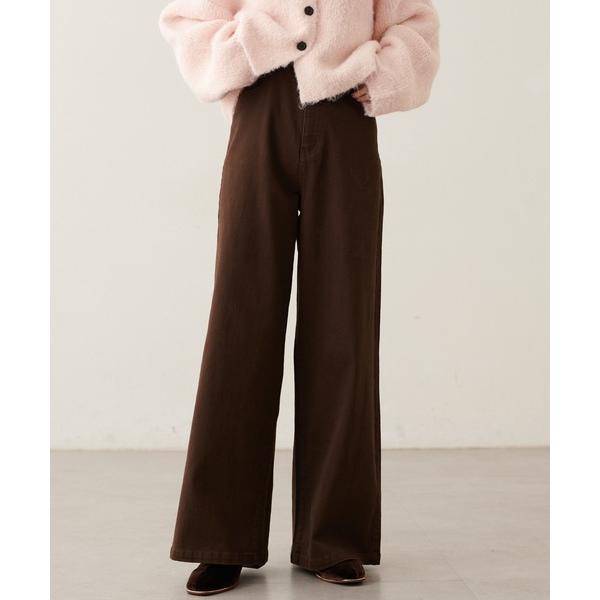 ジーンズ デニム デニムパンツ ゆるストレートストレッチセルフカットデニムパンツ レディース