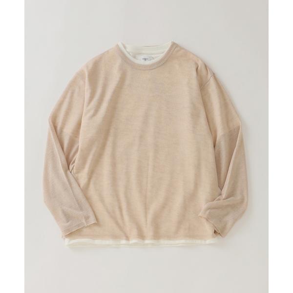 「EDIFICE」 長袖Tシャツ LARGE ベージュ メンズ