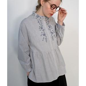 「haupia」 長袖ブラウス 38 ブルー レディース