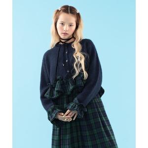 カーディガン チェック フリル カーディガン  旅行 ライブ  映え  アウター 大人ガーリー 推し活  お出かけ ギフト レディース