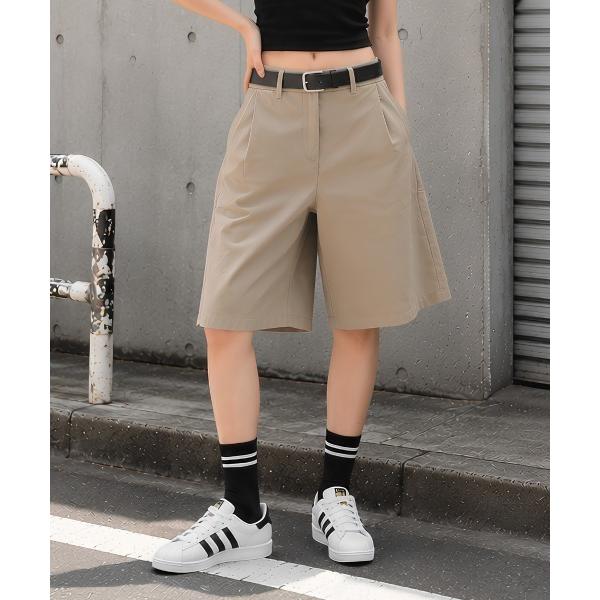 ワイドパンツ ハーフパンツ パンツ 短パン ワイドバミューダパンツ レディース