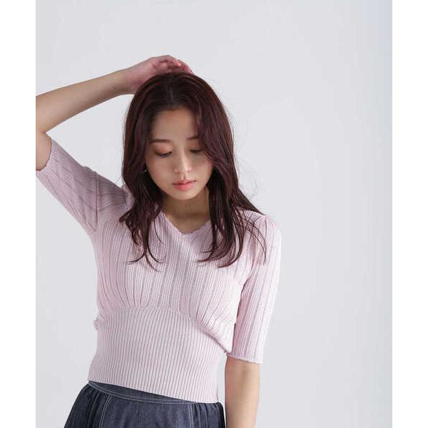 「NATURAL BEAUTY BASIC」 半袖ニット FREE ピンク レディース