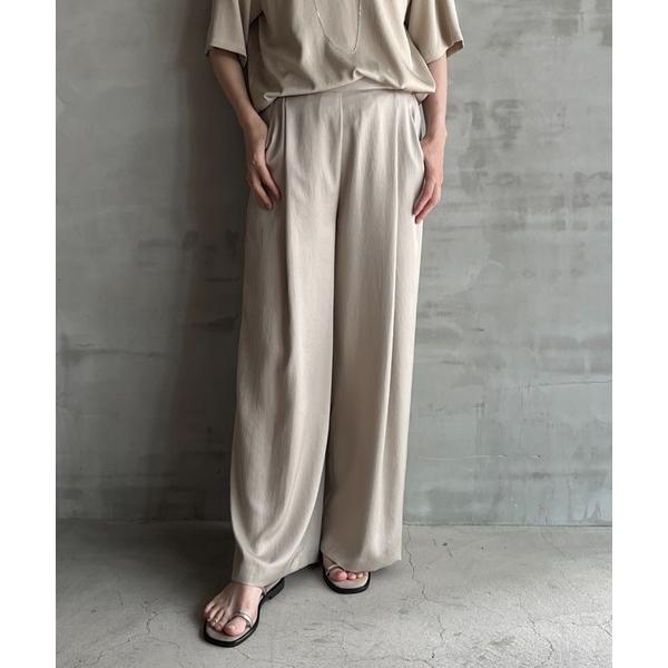 パンツ SILKY TWILL TUCK STRAIGHT PANTS / シルキー ツイル タック...