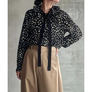 ブラウス シャツ DOT PRINT FRILL COLLAR  BLOUSE / ドット プリント フリル カラー ブラウス レディース