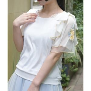 tシャツ 半袖 接触冷感ダリア刺繍ＰＯ レディース