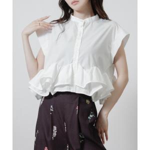 ブラウス シャツ 半袖 2026SS フレンチスリーブフリルヘムブラウス 半袖ブラウス シャツブラウス レディース