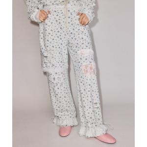 スウェットパンツ ジャージ LACE DAMAGE SWEAT パンツ レディース メンズ