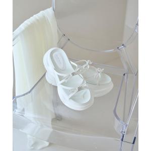 厚底 スポーツサンダル サンダル Ribbon platform sandals レディース