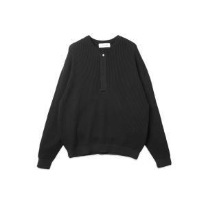 セーター ニット Organic Cotton Waffle Minimal Henley Neck Knit Pullover メンズ レディース