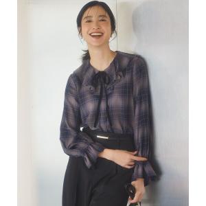 ブラウス シャツ ソフトツイルシャーティング ラッフルブラウス レディース