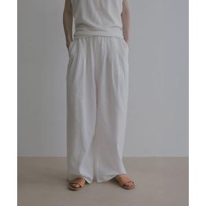 ワイドパンツ パンツ ダブルガーゼピンタックワイドパンツ レディース