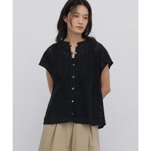 ブラウス シャツ 半袖 「清涼アイテム」インドコットンアイレット刺繍ブラウス レディース