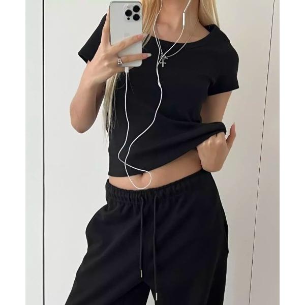 tシャツ 半袖 「B-BASIC」 スタンダードUネック半袖Tシャツ レディース