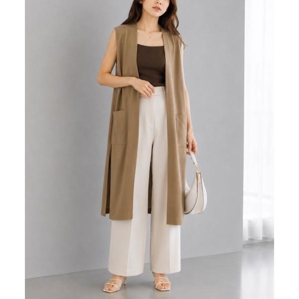 ベスト ジレ バックベルトロングジレ レディース