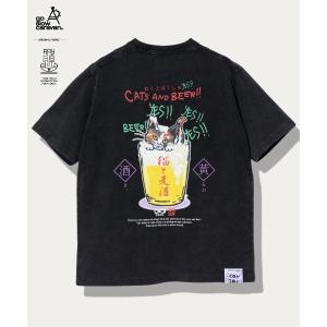 tシャツ RAY綿 G/D猫と麦酒TEE〜麦酒風呂3〜 メンズ レディース