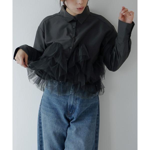 ブラウス シャツ フリルチュールドッキングシャツ レディース