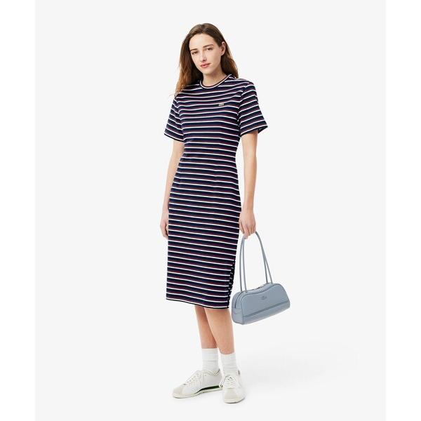 「LACOSTE」 Tシャツワンピース 40 ネイビー レディース
