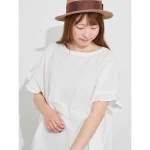 ブラウス シャツ 半袖 「クールコットン」袖フリルTブラウス レディース