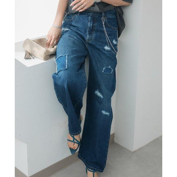 ジーンズ デニム デニムパンツ 「A・MONN」「オーバーサイズシルエット」パッチワークデニムパンツ...