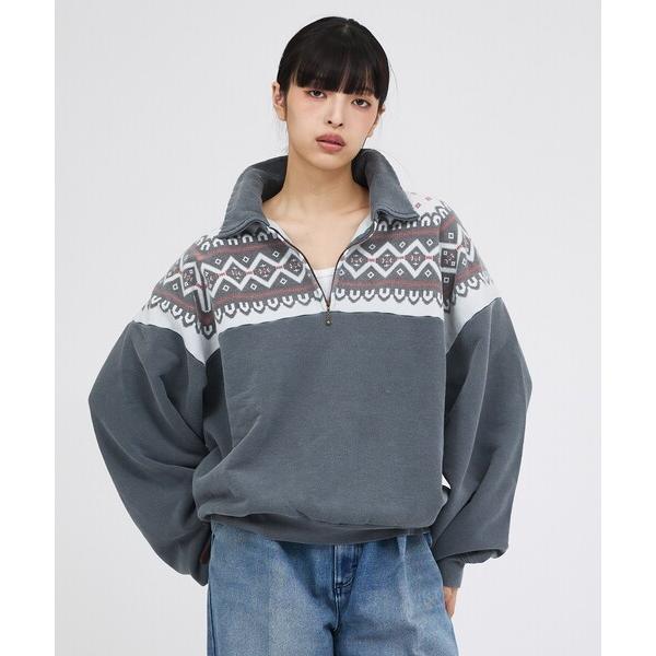 トレーナー スウェット 「REMI RELIEF / レミレリーフ」 ヴィンテージ裏毛 雪柄ハーフZ...