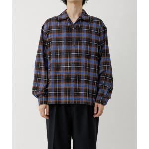 シャツ 「SIDOGRAS/シドグラス」ウールブレンドチェックオープンカラーシャツ メンズ