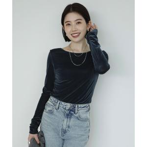 tシャツ シアーカットベロアバックオープントップス レディース