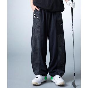 アンティカ antiqua パンツ 「STCH」 サッカーチェック 切り替え ロゴパンツ レディース メンズ