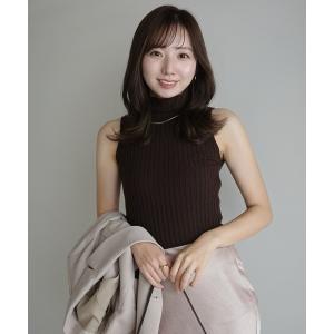 tシャツ ノースリーブウールリブニットトップス レディース