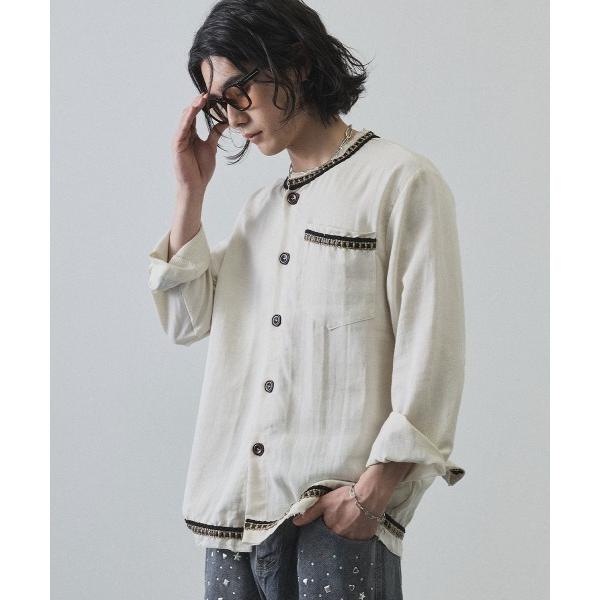 シャツ Collarless Linen-Like Shirt / ノーカラーリネンライクシャツ メ...