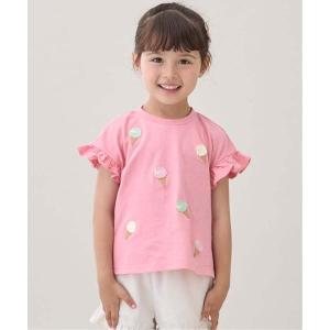tシャツ 「接触冷感」袖フリル刺しゅう半袖Tシャツ キッズ 子供服 女の子