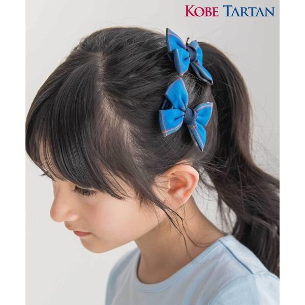ヘアクリップ 「お揃い」「神戸タータン×BeBe」チェックリボンヘアクリップ