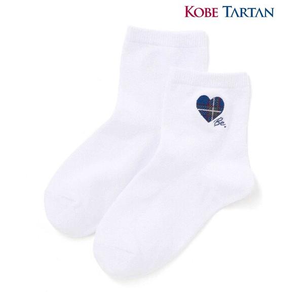 靴下 「神戸タータン×BeBe」チェックハート刺しゅうクルーソックス(11~24cm) キッズ 子供...