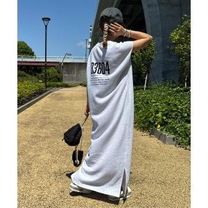 ワンピース 夏 ロゴプリント ワッフルワンピース