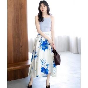 ロング スカート プリントフレアスカート