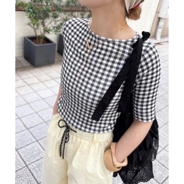 tシャツ 半袖 ギンガムチェックストレッチTシャツ(comochi select) / カットソー ...