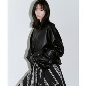 レザージャケット ライダース シンセティックレザーカバーオールジャケット レディース
