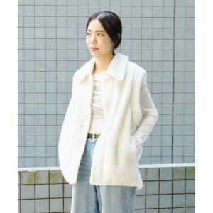コート アウター 「洗える」ワイドカラーボアベスト レディース