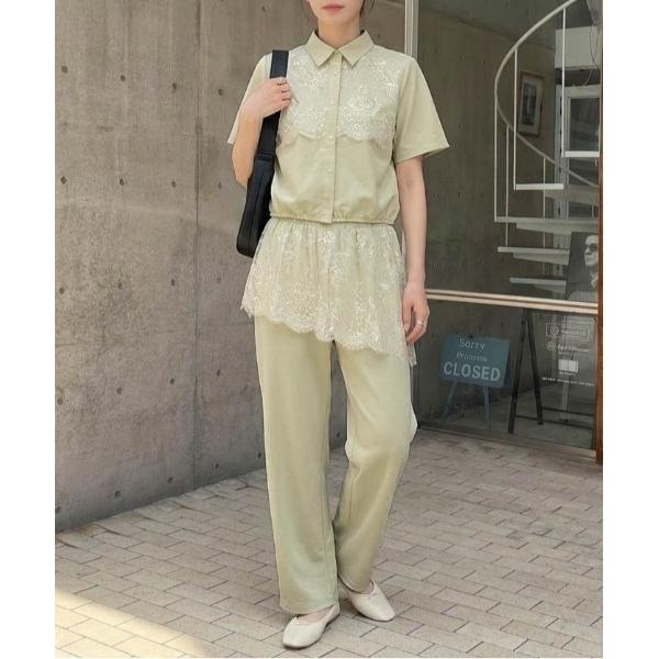 セットアップ 夏 「セットアップ」レースレイヤード シャツ＆ワイドパンツ レディース