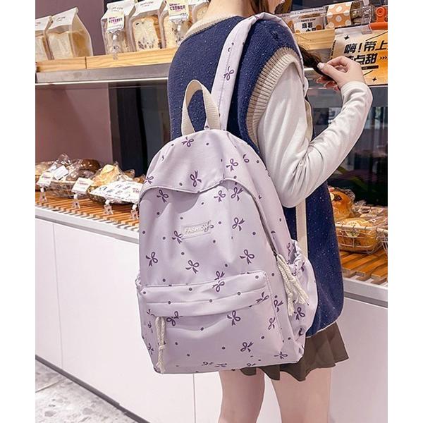 デイバック リュック リュックサック リボン柄 バックパック レディース