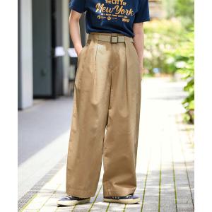 ワイドパンツ チノパン タック入りワイドチノパン レディース