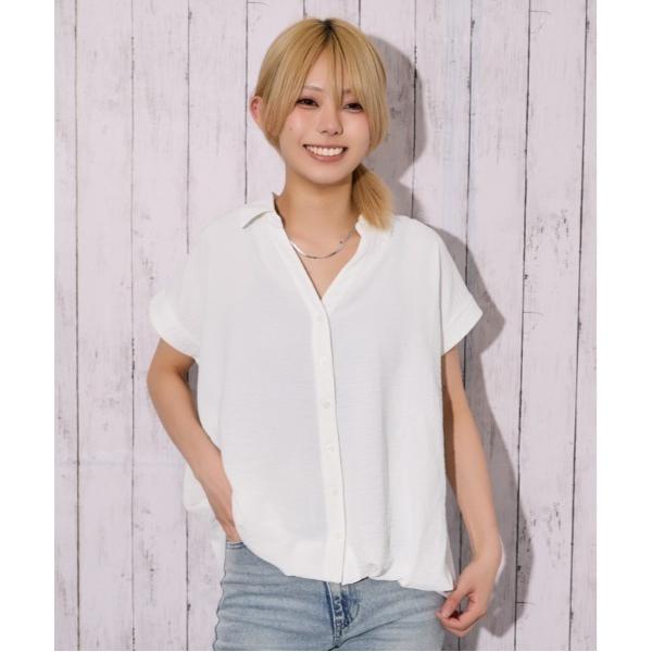 ブラウス シャツ 半袖 「さらしぼ・抜け感」タケノコスキッパーシャツ／ナチュラル×リラックス／春夏／...