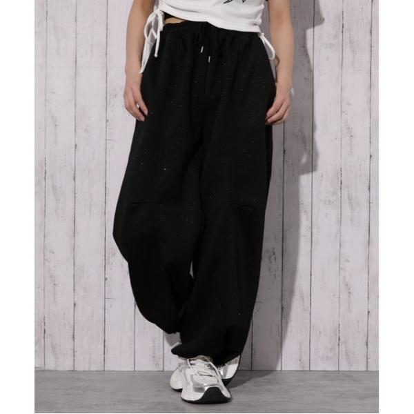 ワイドパンツ スウェットパンツ ジャージ 「ラメ・ゆるシルエット」ダンボールパンツ／カジュアル×リラ...