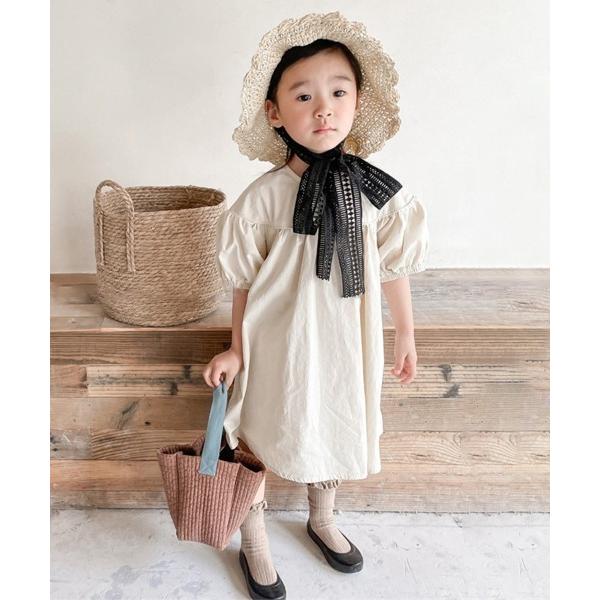 ワンピース パフスリーブ切り替えAラインワンピース キッズ 子供服 女の子