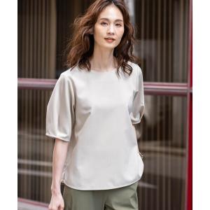 ブラウス シャツ 半袖 リネンライクタックスリーブブラウス レディース