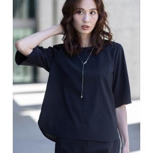 ブラウス シャツ 半袖 ラウンドヘムブラウス「接触冷感・セットアップ対応」 レディース