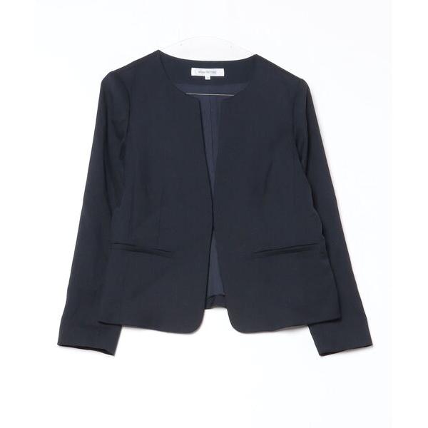 「NATURAL BEAUTY BASIC」 ノーカラージャケット SMALL ネイビー レディース