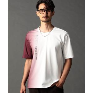 tシャツ ストレッチポンチ　縦ロゴグラデーションTシャツ メンズ