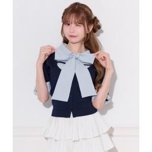 ニット セーター 2wayボウタイシャツドッキングニット レディース